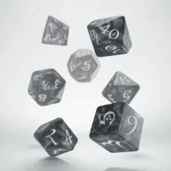Dice>Q-Workshop Classic RPG Dice Set Smoky with White Etches (7 Piece Set) - Your Source for Gaming Essentials