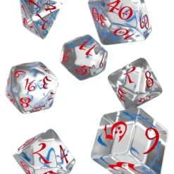 Dice>Q-Workshop Classic RPG Dice Set Transparent Blue with Red Numbers (7 Piece Set) - Your Source for Gaming Essentials