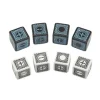 Dice>Q-Workshop D6 Cyberfudge Dice (8 Pieces)- 4 D6 Black with Blue + 4 Random Colors - Your Source for Gaming Essentials