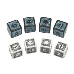 Dice>Q-Workshop D6 Cyberfudge Dice (8 Pieces)- 4 D6 Black with Blue + 4 Random Colors - Your Source for Gaming Essentials