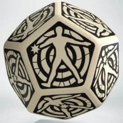 Dice>Q-Workshop D12 Hit Location Dice - Beige with Black (1 Die) - Your Source for Gaming Essentials