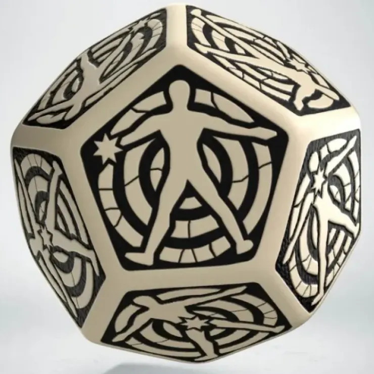 Dice>Q-Workshop D12 Hit Location Dice - Beige with Black (1 Die) - Your Source for Gaming Essentials