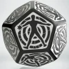 Dice>Q-Workshop D12 Hit Location Dice - Black with White (1 Die) - Your Source for Gaming Essentials