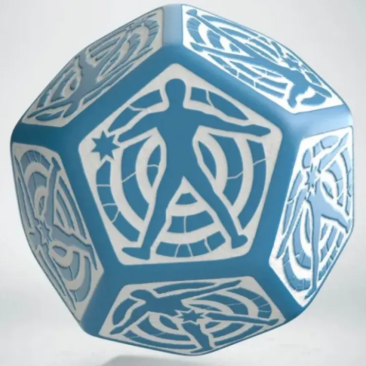 Dice>Q-Workshop D12 Hit Location Dice - Blue with White (1 Die) - Your Source for Gaming Essentials