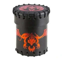 Dice>Q-Workshop Dice Cup - Flying Dragon Black with Red Leather - Your Source for Gaming Essentials