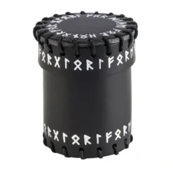 Dice>Q-Workshop Dice Cup - Runic Black Leather - Your Source for Gaming Essentials