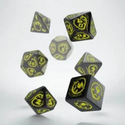 Dice>Q-Workshop Dragons Dice Set Black with Yellow Etches (7 Piece Set) - Your Source for Gaming Essentials
