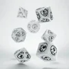 Dice>Q-Workshop Dragons Dice Set White with Black Etches (7 Piece Set) - Your Source for Gaming Essentials