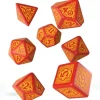 Dice>Q-Workshop Dragon Slayer Dice Set - Red with Orange Etches (7 Polyhedral Dice) - Your Source for Gaming Essentials