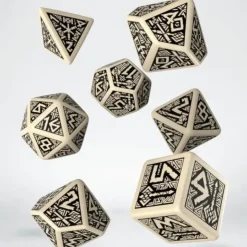 Dice>Q-Workshop Dwarven Dice Set Beige with Black Etches (7 Piece Set) - Your Source for Gaming Essentials