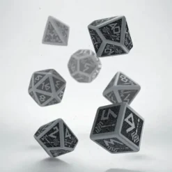 Dice>Q-Workshop Dwarven Dice Set Gray with Black Etches (7 Piece Set) - Your Source for Gaming Essentials
