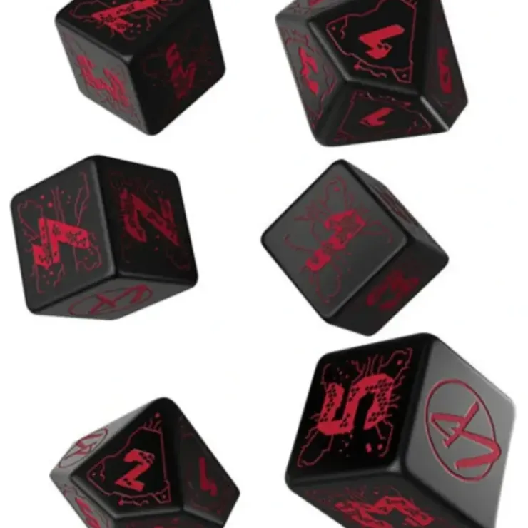 Dice>Q-Workshop Essential RPG Dice Set - Cyberpunk Red (6 Piece Set) - Your Source for Gaming Essentials
