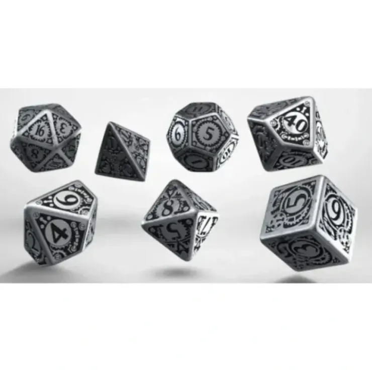 Dice>Q-Workshop Metal Dice Set, 7 Polyhedral Dice - Steampunk - Your Source for Gaming Essentials