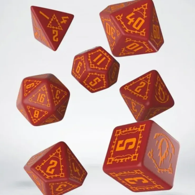 Dice>Q-Workshop Pathfinder Age of Ashes Dice Set (7 Piece Set) - Red with Orange - Your Source for Gaming Essentials