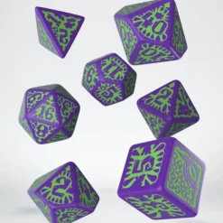 Dice>Q-Workshop Pathfinder Goblin Purple with Green Etches Dice Set (7 Piece Set) - Your Source for Gaming Essentials