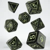 Dice>Q-Workshop Runic Dice Set Black with Glow-in-the-Dark Etches (7 Pieces Set) - Your Source for Gaming Essentials
