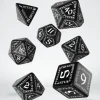 Dice>Q-Workshop Runic Dice Set Black with White Etches (7 Pieces Set) - Your Source for Gaming Essentials