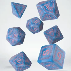 Dice>Q-Workshop Runic Dice Set Glacier with Pink (7 Pieces) - Your Source for Gaming Essentials