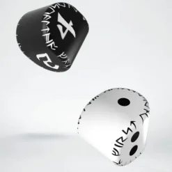 Dice>Q-Workshop Runic Unique Dice Set - 1 White/Black D2 + 1 Black/White D4 - Your Source for Gaming Essentials