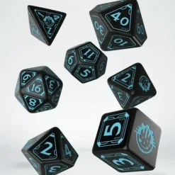 Dice>Q-Workshop Starfinder Dice Set Black with Teal Etches (7 Piece Set) - Your Source for Gaming Essentials