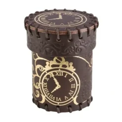 Dice>Q-Workshop Steampunk Brown & Golden Leather Dice Cup - Your Source for Gaming Essentials