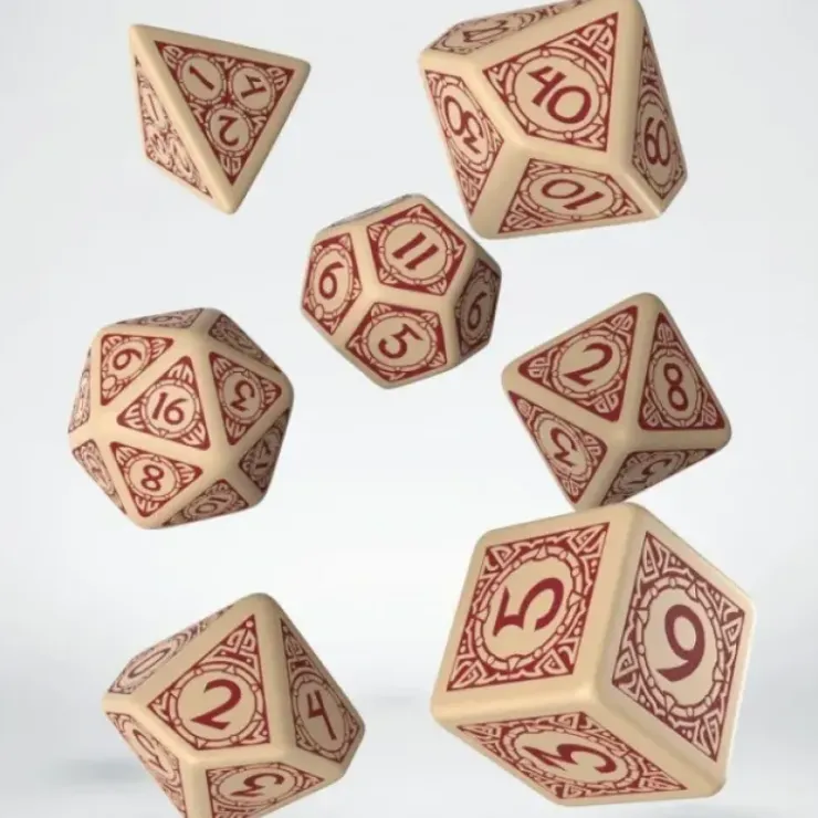 Dice>Q-Workshop Viking Dice Set Beige with Brown (7 Piece Set) - Your Source for Gaming Essentials