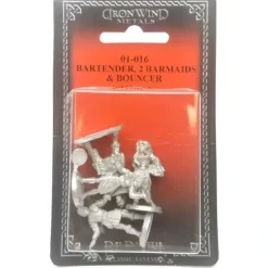 Tabletop Miniatures>Ral Partha Bartender, Two Barmaids, and a Bouncer #01-016 Unpainted Metal Figure - Your Source for Gaming Essentials