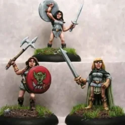 Tabletop Miniatures>Ral Partha Dwarf Shield Maidens (3 Pieces) #01-183 Unpainted RPG Metal Figure - Your Source for Gaming Essentials