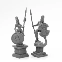 Tabletop Miniatures>Reaper Miniatures Amazon and Spartan Living Statues (Bronze) #44126 Bones Black - Your Source for Gaming Essentials