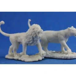 Tabletop Miniatures>Reaper Miniatures Lions(2) #77341 Bones Unpainted Plastic D&D RPG Mini Figure - Your Source for Gaming Essentials