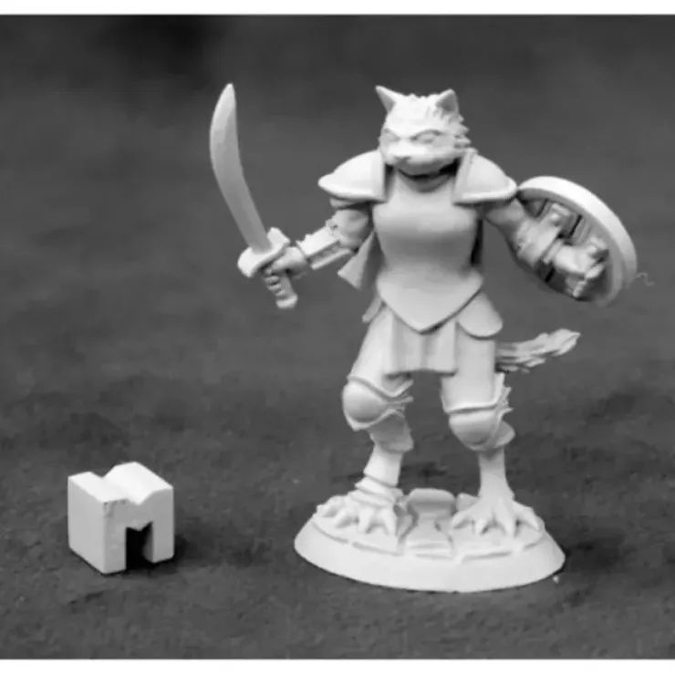 Tabletop Miniatures>Reaper Miniatures Steelclaw, Catfolk Paladin #03928 Dark Heaven Unpainted Metal - Your Source for Gaming Essentials