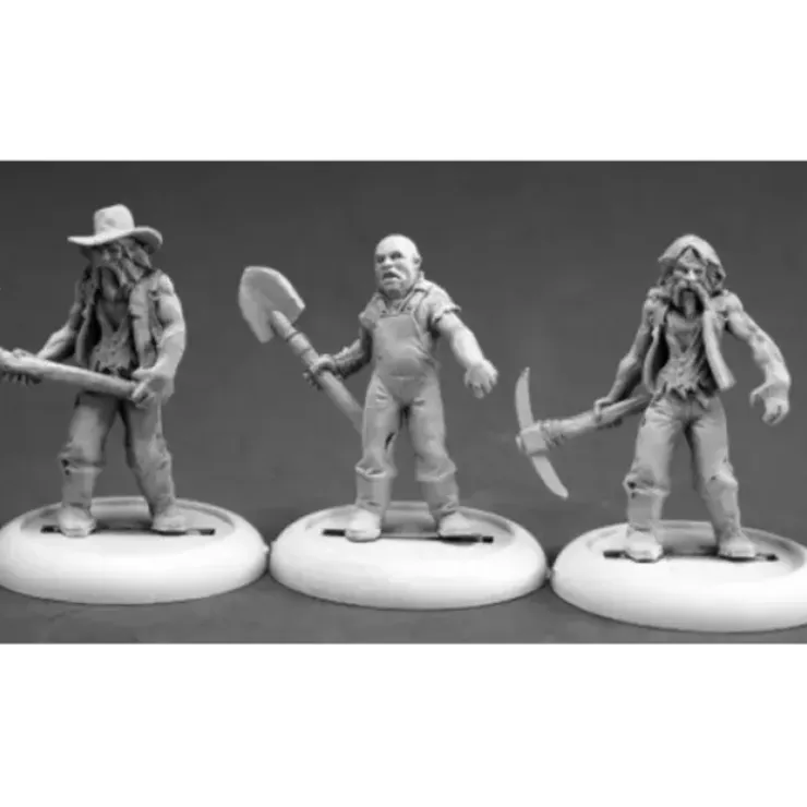 Tabletop Miniatures>Reaper Miniatures Zombie Miners (3) #50317 Chronoscope Unpainted RPG Mini Figure - Your Source for Gaming Essentials