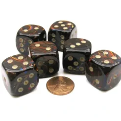 Dice>Scarab 20mm Big D6 Chessex Dice, 6 Pieces - Blue Blood with Gold Pips - Your Source for Gaming Essentials