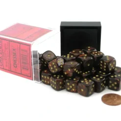 Dice>Scarab 12mm D6 Chessex Dice Block (36 Dice) - Blue Blood with Gold Pips - Your Source for Gaming Essentials