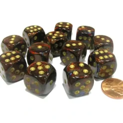 Dice>Scarab 16mm D6 Chessex Dice Block (12 Dice) - Blue Blood with Gold Pips - Your Source for Gaming Essentials