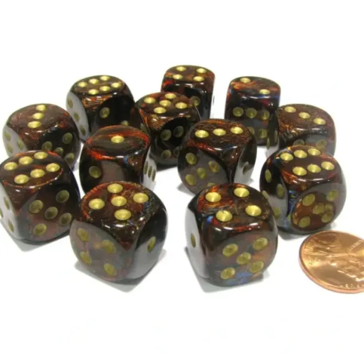 Dice>Scarab 16mm D6 Chessex Dice Block (12 Dice) - Blue Blood with Gold Pips - Your Source for Gaming Essentials