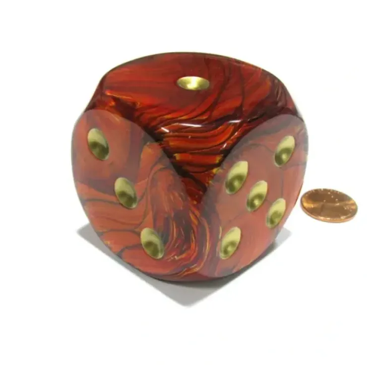 Dice>Scarab 50mm Huge Large D6 Chessex Dice, 1 Piece - Scarlet with Gold Pips - Your Source for Gaming Essentials