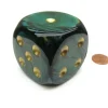 Dice>Scarab 50mm Huge Large D6 Chessex Dice, 1 Piece - Jade with Gold Pips - Your Source for Gaming Essentials