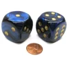 Dice>Scarab 30mm Large D6 Chessex Dice, 2 Pieces - Royal Blue with Gold Pips - Your Source for Gaming Essentials