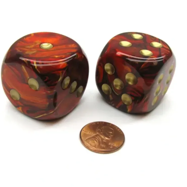 Dice>Scarab 30mm Large D6 Chessex Dice, 2 Pieces - Scarlet with Gold Pips - Your Source for Gaming Essentials