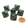 Dice>Scarab 15mm 8 Sided D8 Chessex Dice, 6 Pieces - Jade with Gold - Your Source for Gaming Essentials