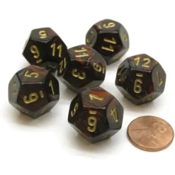 Dice>Scarab 18mm 12 Sided D12 Chessex Dice, 6 Pieces - Blue Blood with Gold - Your Source for Gaming Essentials