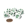 Dice>Set of 6 Alligator 16mm D6 Round Edge Animal Dice - White with Green Pips - Your Source for Gaming Essentials