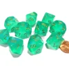Dice>Set of 10 Chessex D10 Dice - Borealis #2 Light Green with Gold Numbers - Your Source for Gaming Essentials