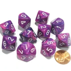 Dice>Set of 10 Chessex Festive D10 Dice - Violet with White Numbers - Your Source for Gaming Essentials