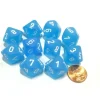 Dice>Set of 10 Chessex Frosted D10 Dice - Caribbean Blue with White Numbers - Your Source for Gaming Essentials