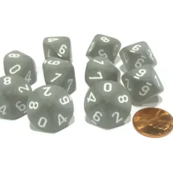 Dice>Set of 10 Chessex Frosted D10 Dice - Smoke with White Numbers - Your Source for Gaming Essentials