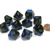 Dice>Set of 10 Chessex Gemini D10 Dice - Black-Blue with Gold Numbers - Your Source for Gaming Essentials