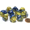 Dice>Set of 10 Chessex Gemini D10 Dice - Blue-Gold with White Numbers - Your Source for Gaming Essentials