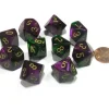 Dice>Set of 10 Chessex Gemini D10 Dice - Green-Purple with Gold Numbers - Your Source for Gaming Essentials
